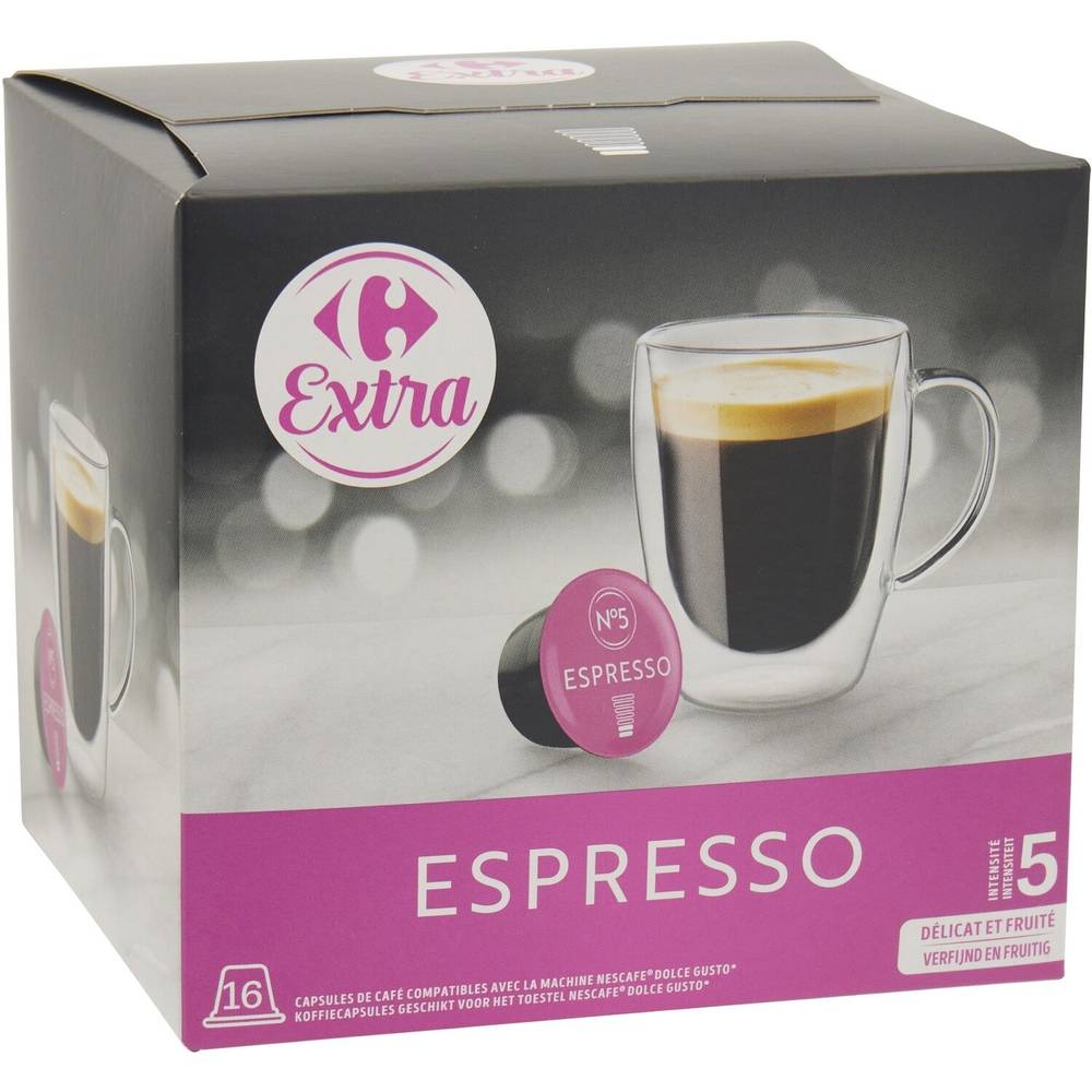 Carrefour Extra - Capsules de café espresso intensité 5 (16)
