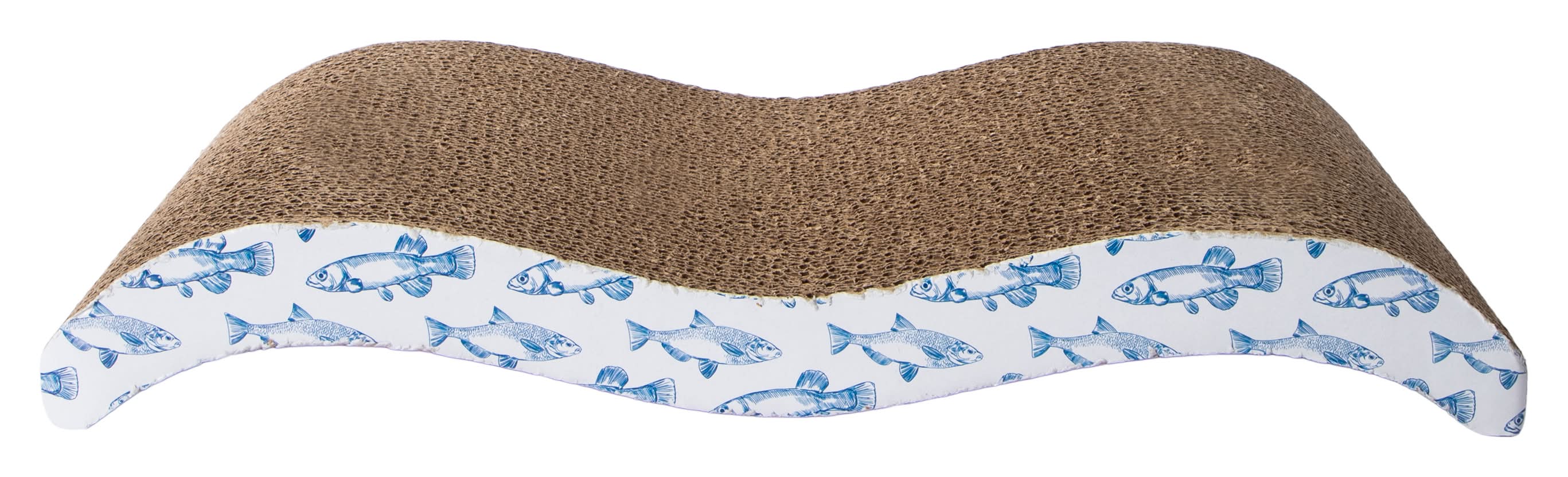 Printed Wave Cat Scratcher With Catnip Sardine