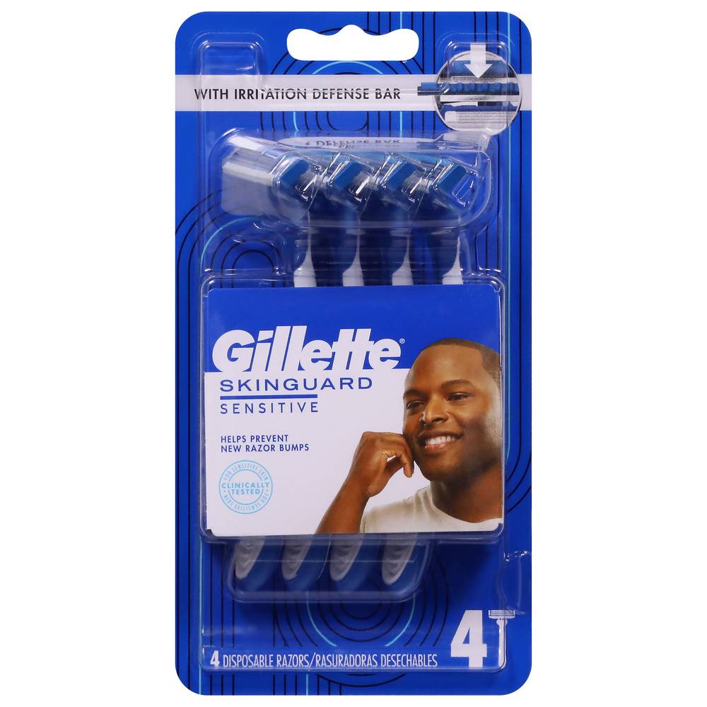 Gillette Skinguard Sensitive Disposable Razors For Men (4 ct)