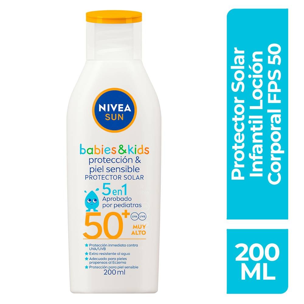 Nivea sun protector solar kids piel sensible fps 50+ (botella 220 ml)