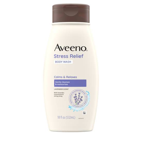 Aveeno Stress Relief Relaxing Oat Body Wash, Lavender Scent, 18 OZ