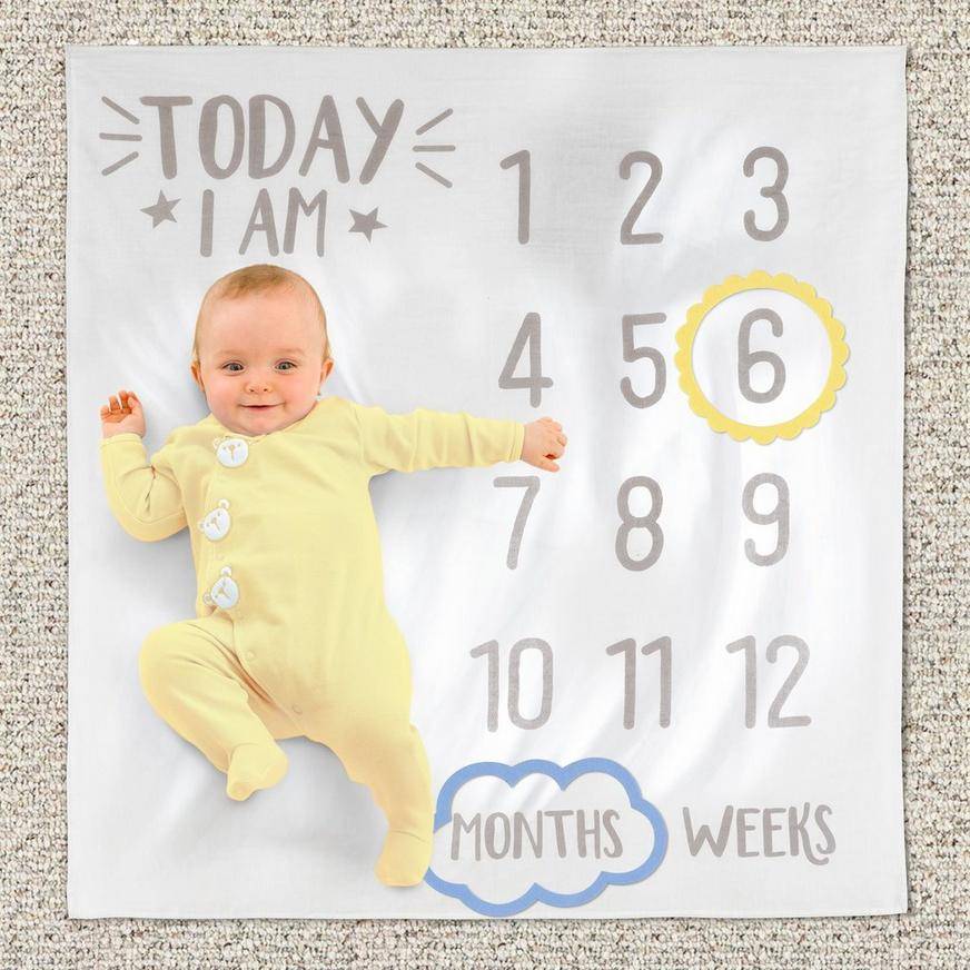 White Gray Baby Milestone Photo Blanket