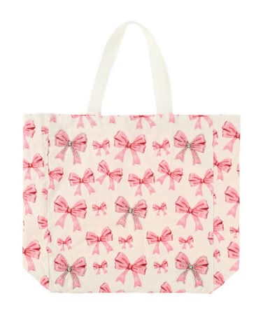Printed Tote Bag Pink Bow