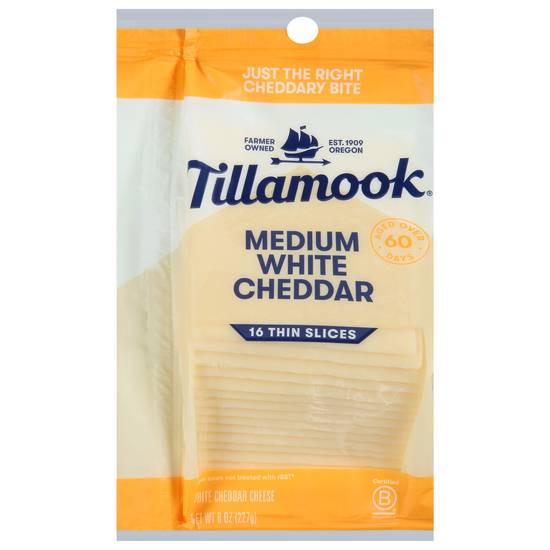 Tillamook Medium White Cheddar Cheese Slices (8 ct)