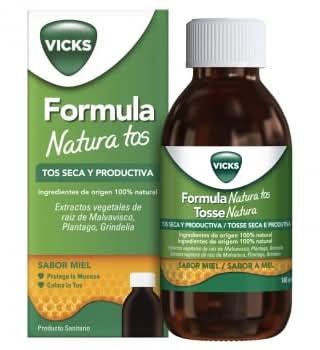 Jarabe tos seca y productiva sabor miel Formula Natura Tos Vicks 140 ml.