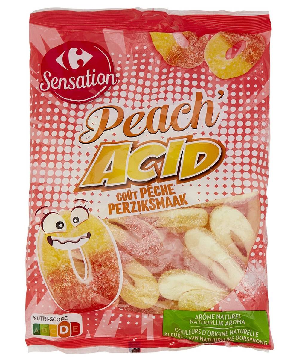Carrefour Sensation - Peach'acid bonbons, pêche (250g)