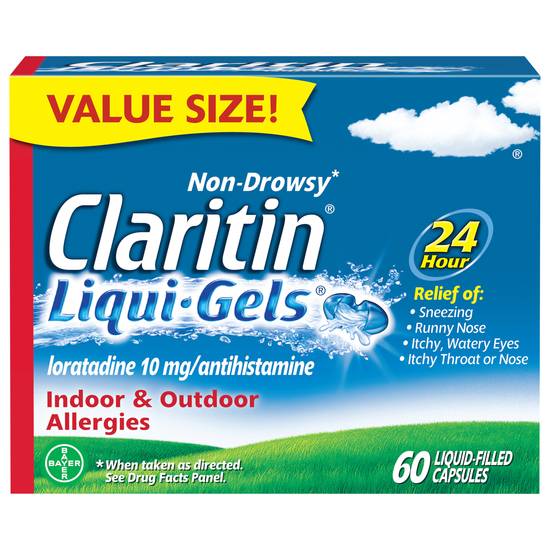 Claritin 24 Hr Non-Drowsy Indoor & Outdoor Allergy Relief (60 capsules)