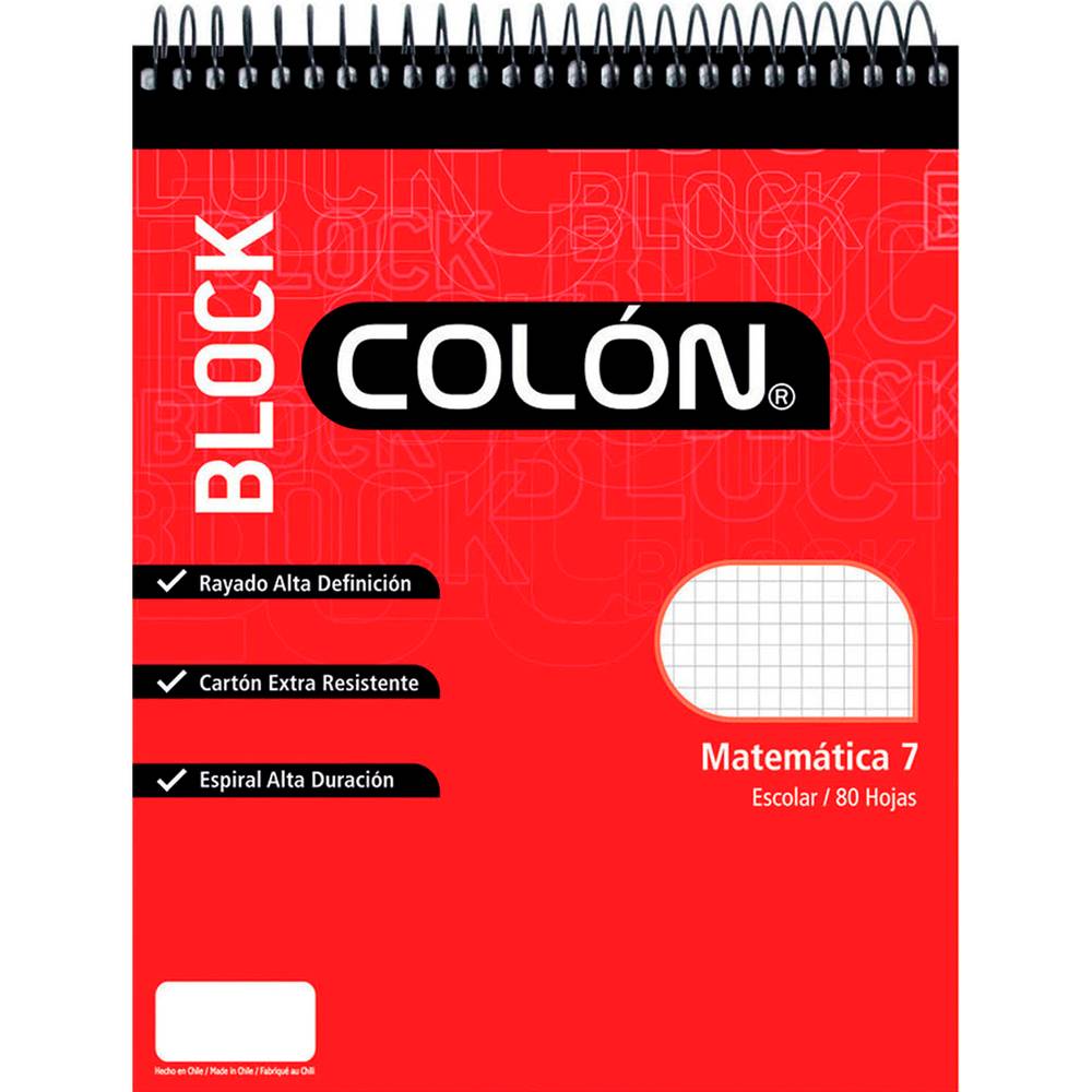 Colón block anillado apuntes matemáticas (80 hojas x 7 mm)