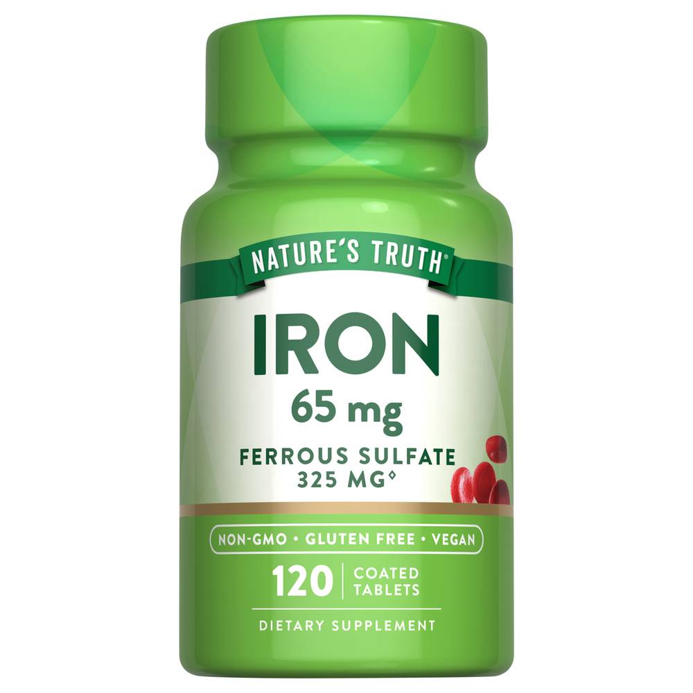 Nature's Truth Iron 65 mg Ferrous Sulfate 325 mg Gluten Free (120 tablets)