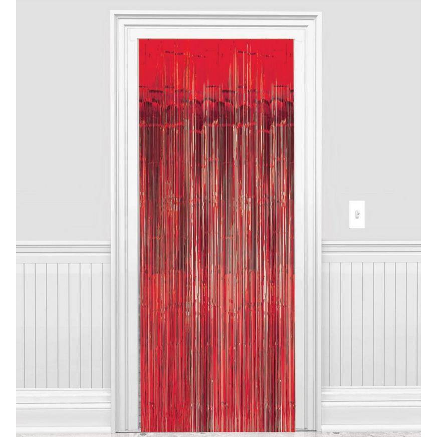 Party City Foil Fringe Doorway Curtain (3ft x 8ft/red)