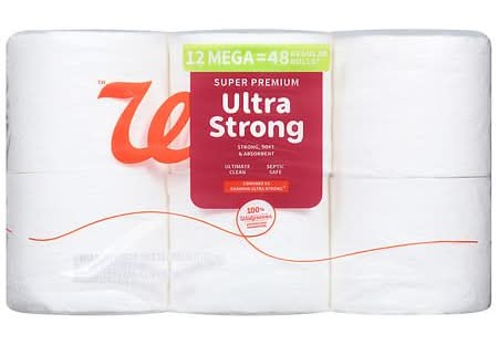 Walgreens Ultra Strong Bath Tissue, 3.8x4.1 in, White (12 ct)