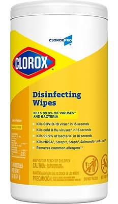 CloroxPro Disinfecting Wipes, Lemon Fresh, 75 Wipes/Container (15948)