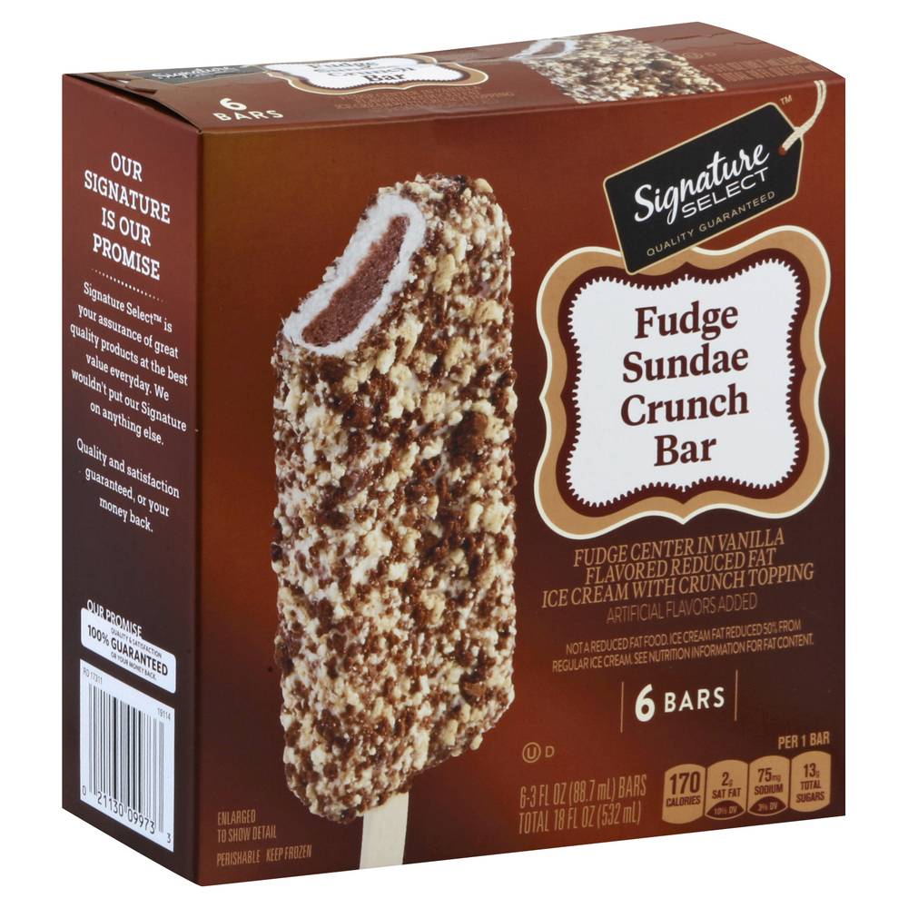 Signature Select Fudge Sundae Crunch Ice Cream Bars, Vanilla (18.8 oz, 6 ct)