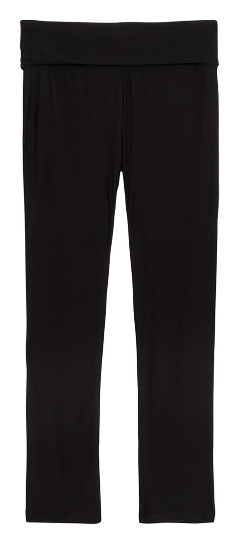 Ladies' High Waist Fold Over Waistband Flare Yoga Pant Black