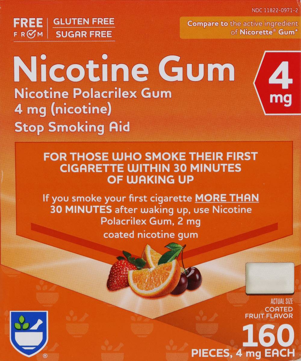 Rite Aid Nicotine Polacrilex Coated Gum 4mg, Fruit (160 ct)