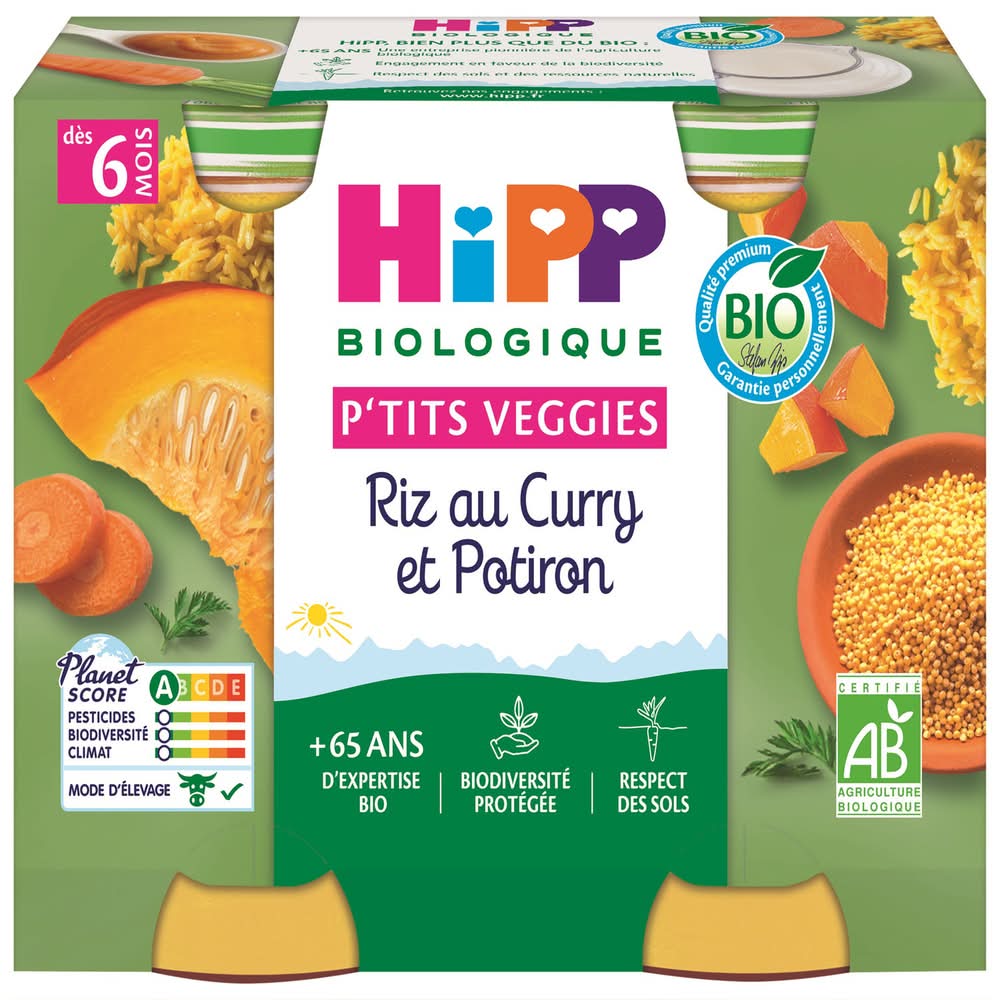 HiPP - Petits veggies riz au curry et potiron bio pour bébé, 6 mois (2)