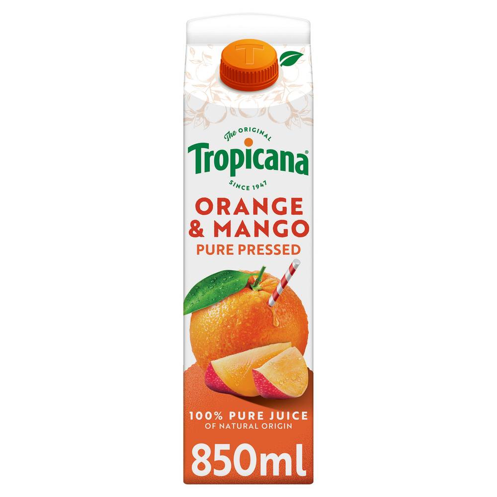 SAVE £1.25 Tropicana Pure Orange & Mango Fruit Juice 850ml