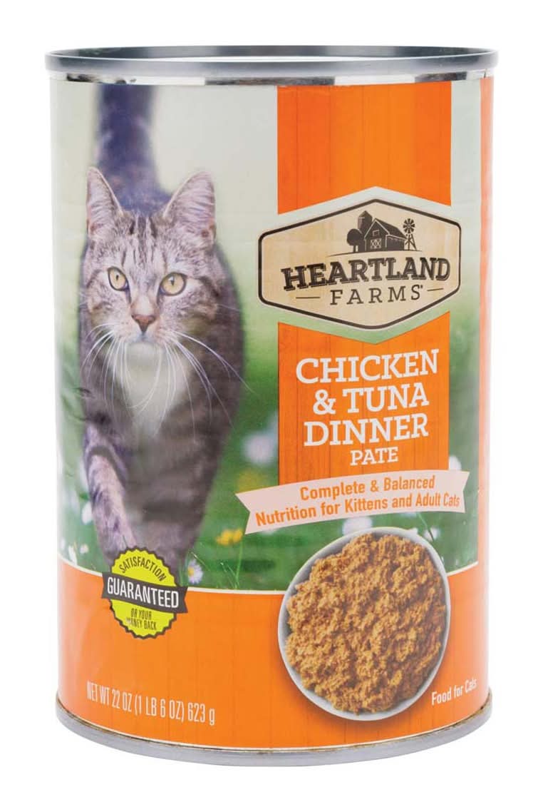 Heartland Farms Chicken & Tuna Dinner Pate Wet Cat Food 22 Oz