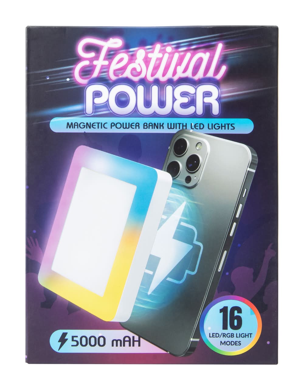 Festival Power Magnetic Power Bank With LED Lights 5000MAh White