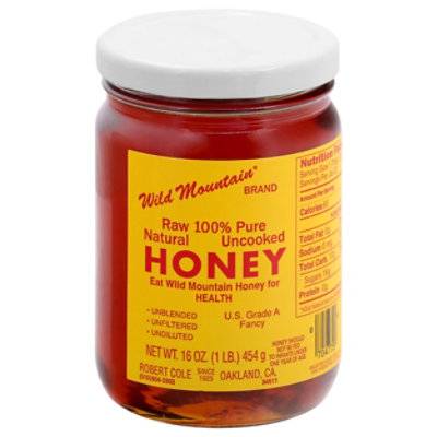 Wild Mountain Honey Raw 100% Pure Natural Uncooked - 16 Oz