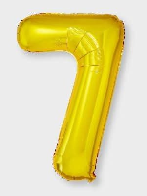 Spritz Number 7 Foil Balloon, 34 in, Gold