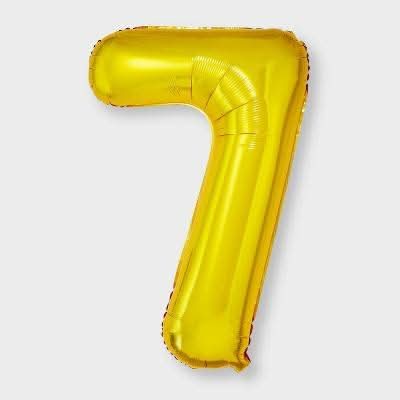 Spritz Number 7 Foil Balloon, 34 in, Gold