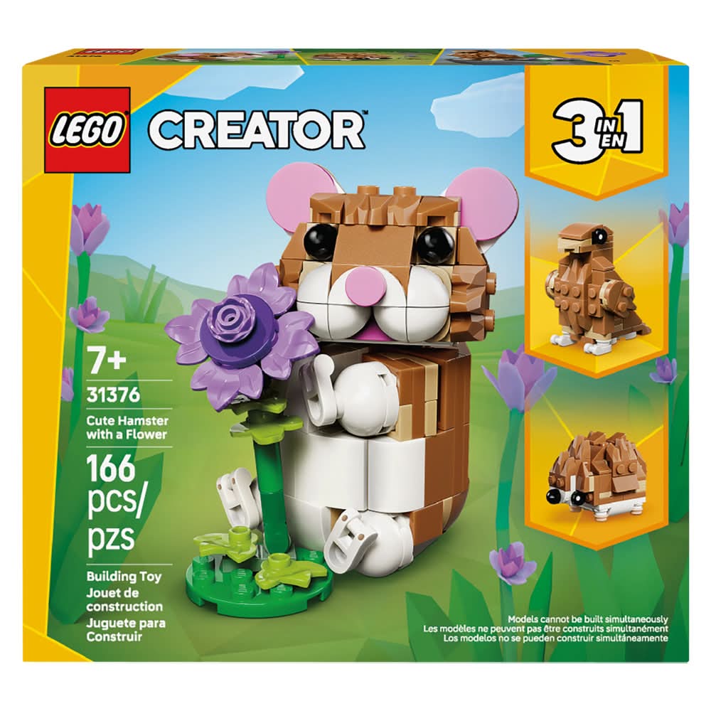 LEGO Creator 3 in 1 Cute Hamster With a Flower Building Toy Ages 7+ 31376 (166 ct)