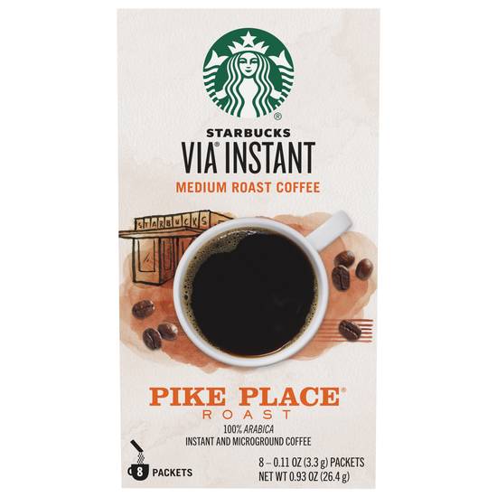Starbucks Via Instant Pike Place Medium Roast Coffee (8 ct , 0.11 oz )