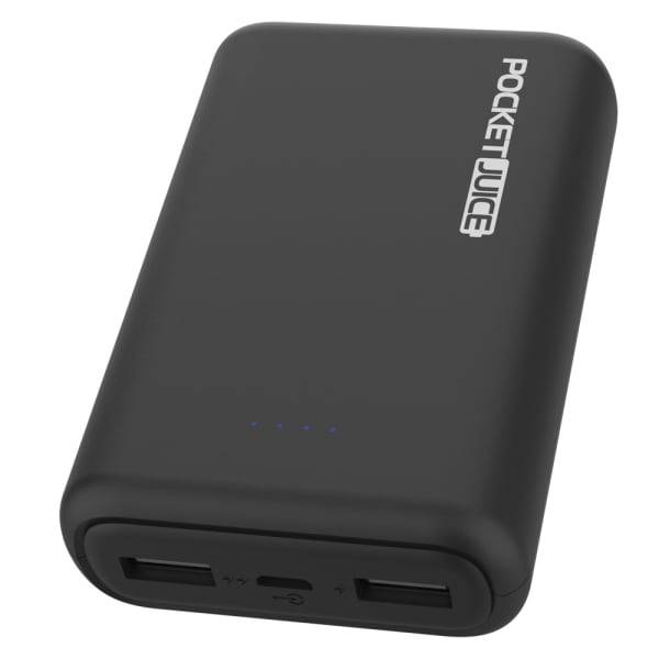 POCKET JUICE Power Bank Portable Charger With Dual Usb Ports, Black