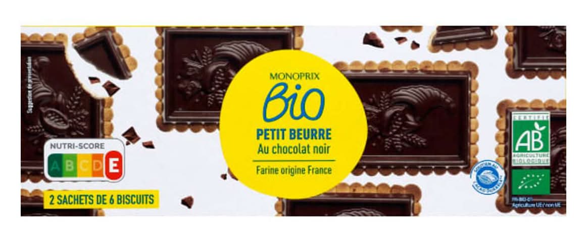 Monoprix Bio - Biscuits petit beurre, chocolat noir (12)