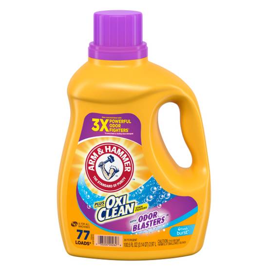 Arm & Hammer Liquid Laundry Detergent Plus Oxiclean Odor Blasters Fresh Burst, 77 Loads, 100.5 Fl Oz