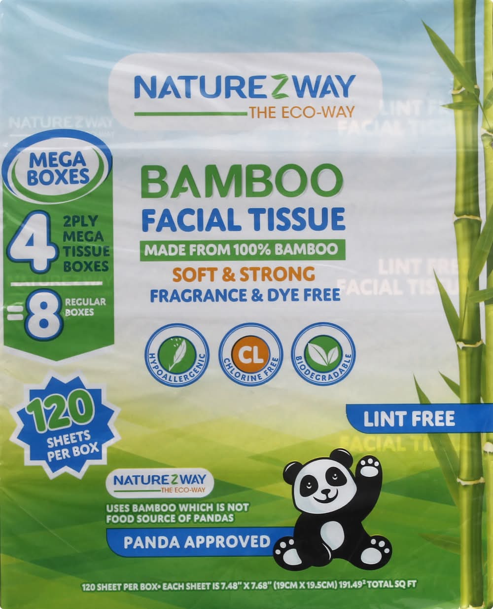 Naturezway Bamboo Facial Tissue Fragrance & Dye Free (5.3 oz)