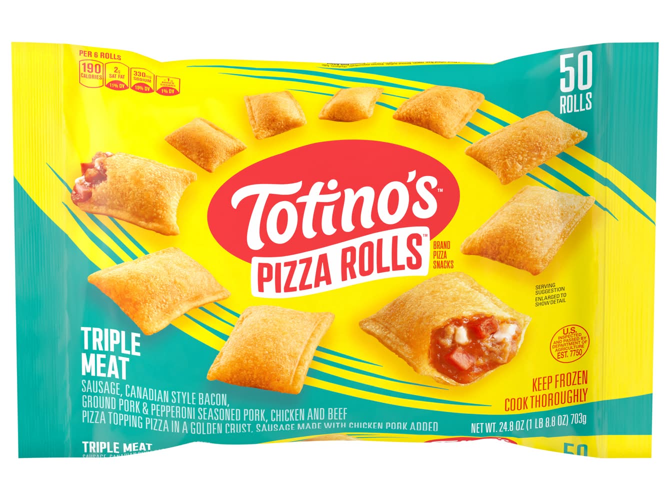 Totino's Pizza Rolls Snacks, Triple Meat (24.8 oz, 50 ct)