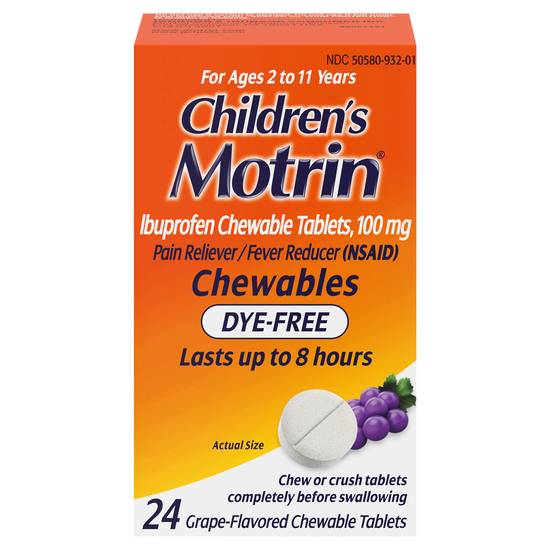 Motrin Ibuprofen Grape Flavor Chewable Tablets