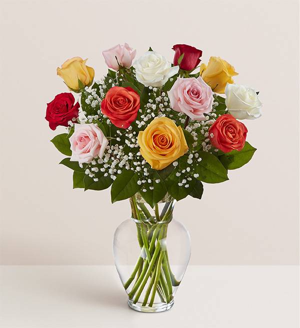 One Dozen Assorted Roses
