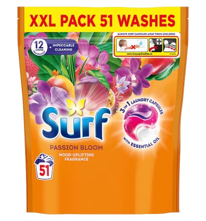 Surf Passion Bloom, 3 In 1 Laundry Washing Detergent Capsules