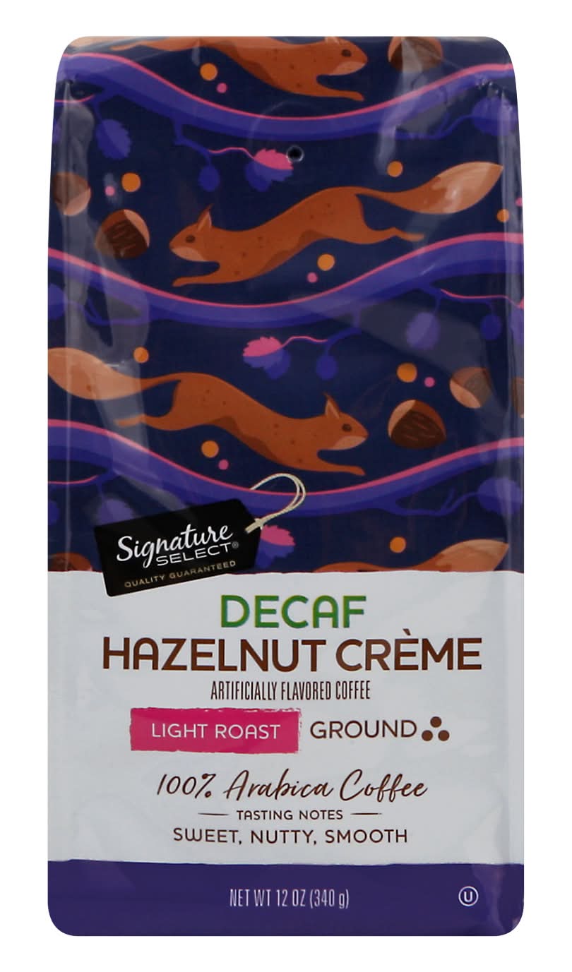 Signature Select Decaf Hazelnut Creme Light Roast Ground Coffee (12 oz)