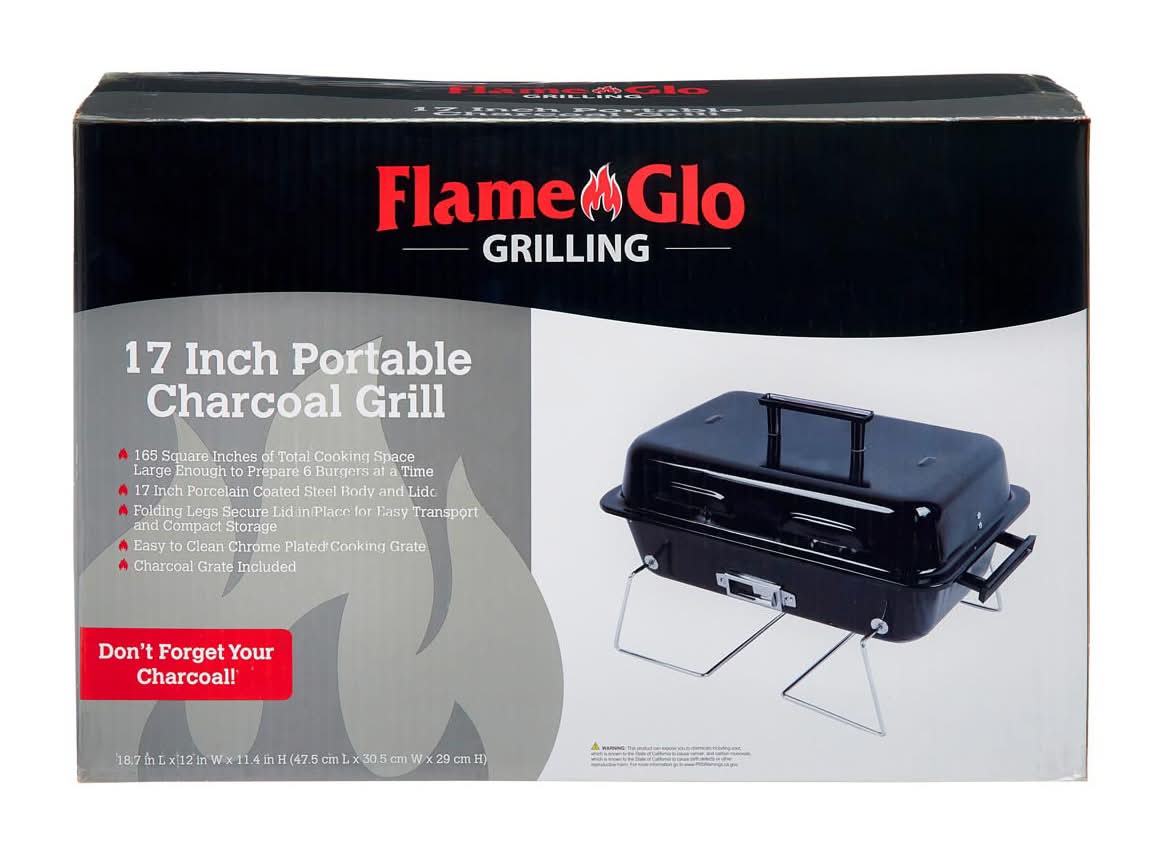 Flame Glo Grilling Portable Charcoal Grill, 17 in
