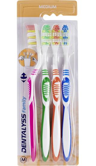 Brosses à dents Medium Carrefour Soft - les 4 brosses à dents