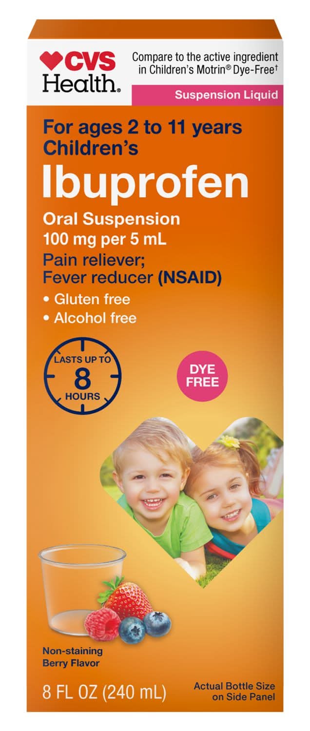 CVS Health Children's Ibuprofen Pain Reliever & Fever Reducer Oral Suspension, Berry (8 fl oz)