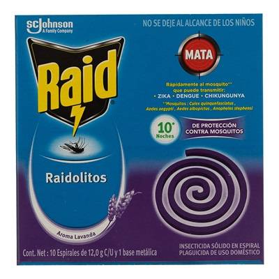 Raid raidolitos espirales lavanda (10 pack, 12 g)