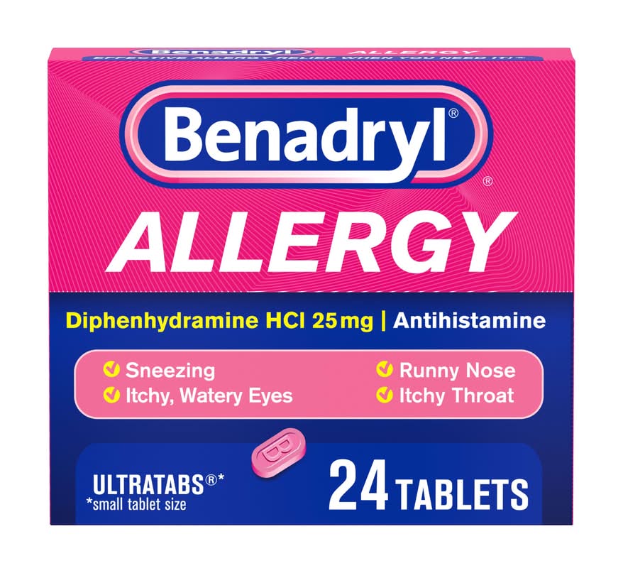 Benadryl Ultratabs Diphenhydramine Allergy Relief Tablets 25 mg (24 ct)