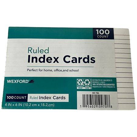 Wexford Ruled Index Cards 4X6 - 100.0 ea