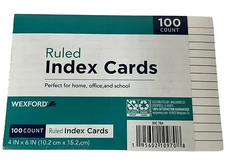 Wexford Ruled Index Cards (100 ct)