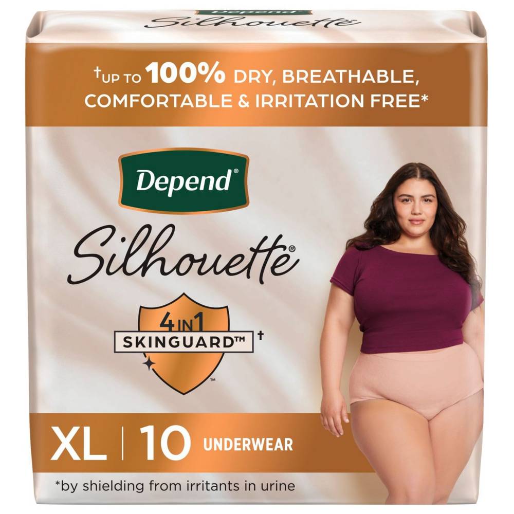 Depend Silhouette Adult Incontinence and Postpartum Underwear for Women Maximum Absorbency, X-Large, Black Pink and Berry, 22 CT