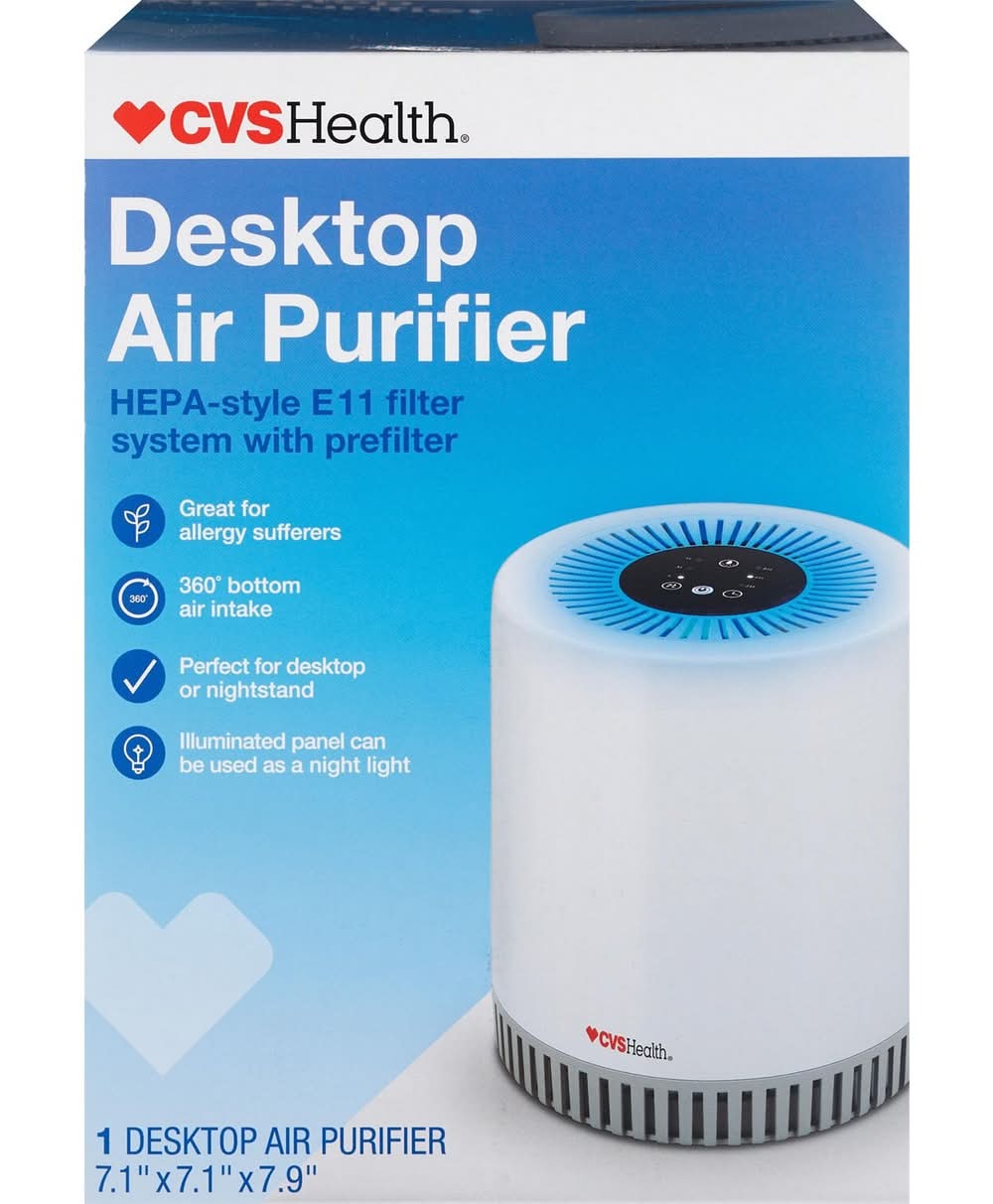 CVS Health Desktop Air Purifier, 7.1 x 7.1 x 7.9