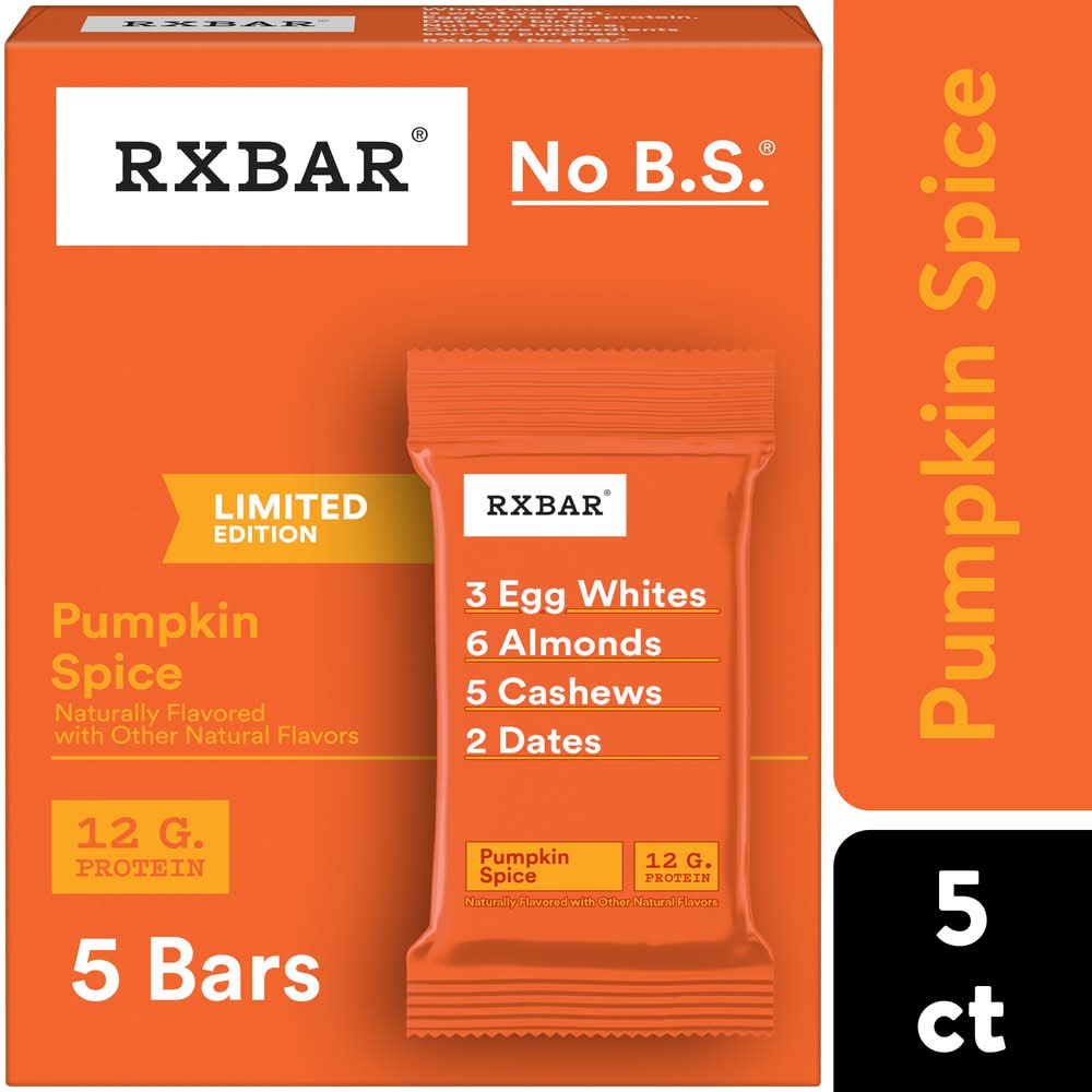 RXBAR Protein Bars, Pumpkin Spice (9.1 oz, 5 ct)