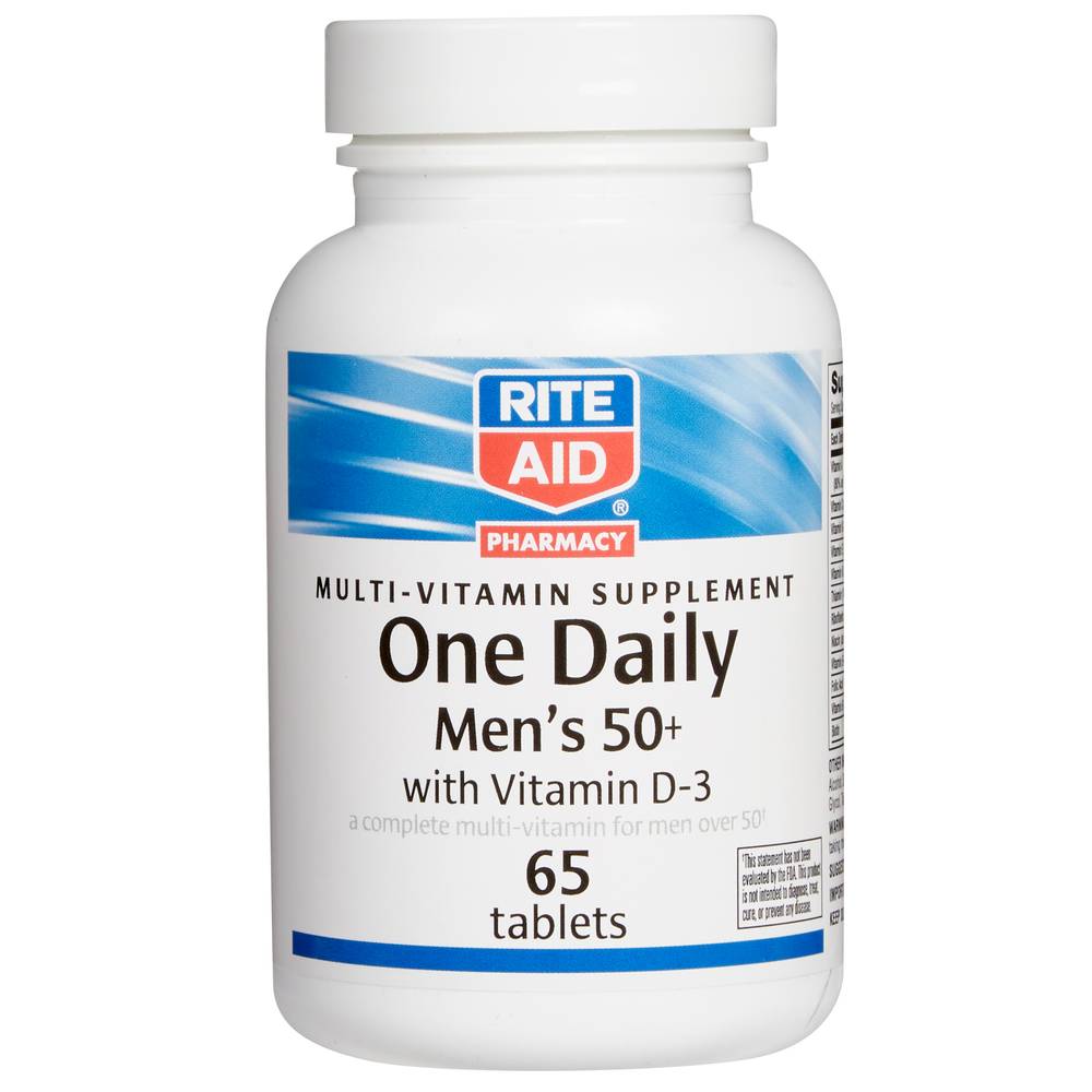 Rite Aid Multi Vitamin Supplement One Daily Mens 50+ With Vitamin D3 Tablets (65 Ct)