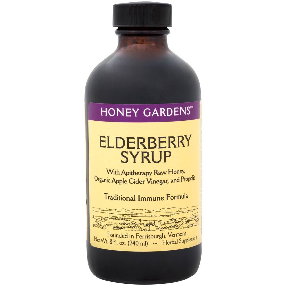 Elderberry Syrup With Raw Honey, Organic Apple Cider Vinegar & Propolis (8 Fluid Ounces)