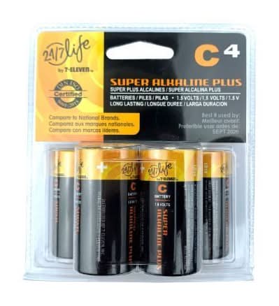 24/7 Life Super Alkaline Plus C Batteries 1.5 Volts (4 ct)